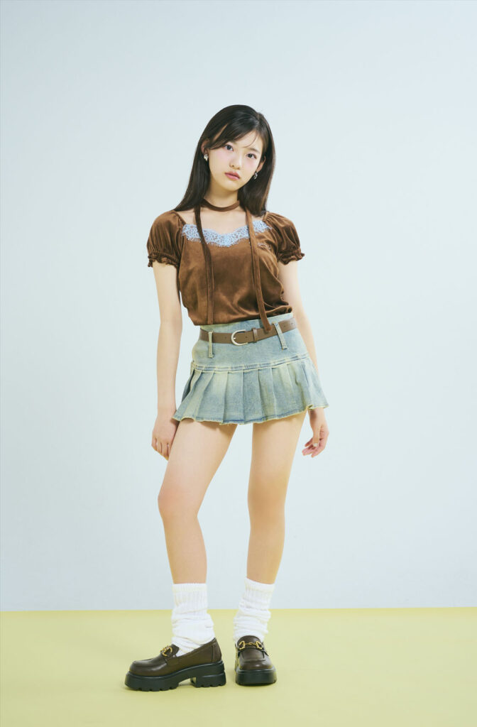デニムプリーツスカパン
